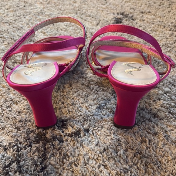 Nina Pink Strappy Heels with rhinestone detailing  dainty straps - Picture 7 of 8